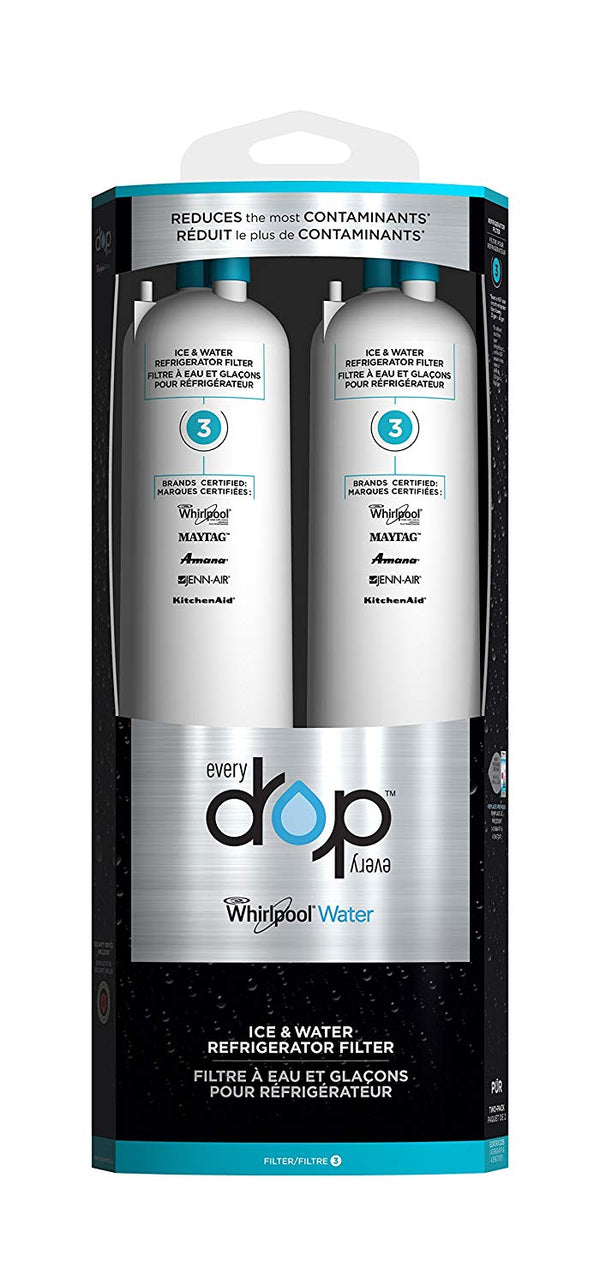 Whirlpool EveryDrop by Water, EDR3RXD2B Filter 3 Refrigerator Water Filter, (Pack of 2)